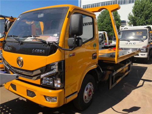 藍(lán)牌國(guó)六東風(fēng)D6黃色一拖二平板清障車
